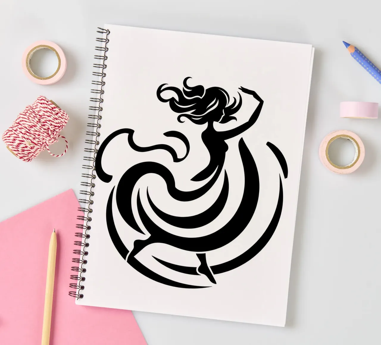 A graceful dancer in motion with flowing lines spiral notebook by DesignDoodle