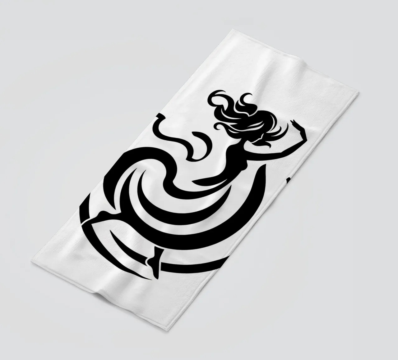 A graceful dancer in motion with flowing lines beach towel by DesignDoodle