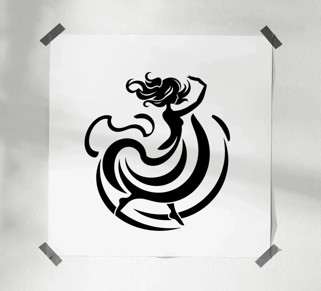 Eine anmutige Tänzerin in Bewegung mit fließenden Linien Hahnemühle von DesignDoodle