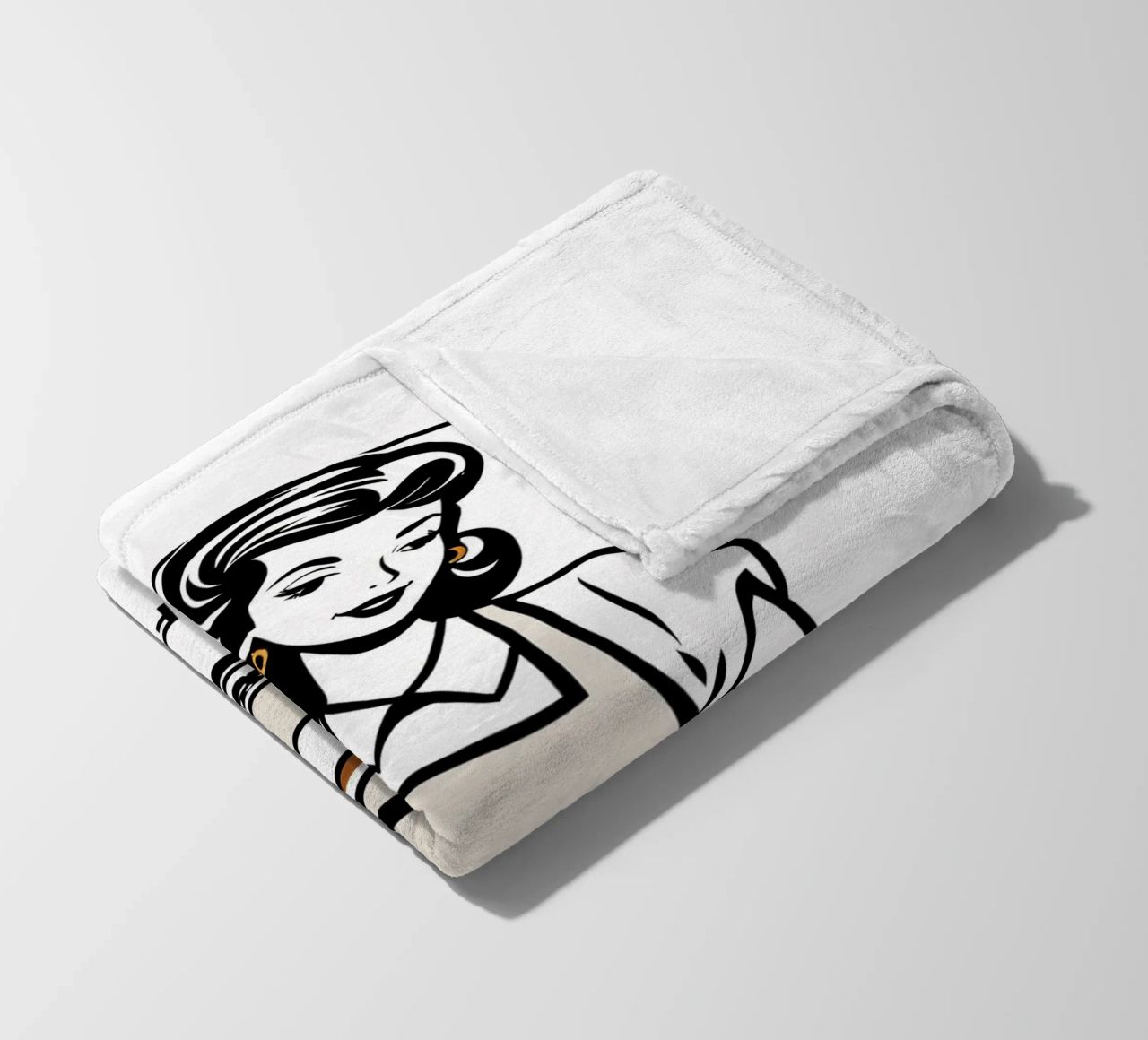A woman in an apron prepares a meal while smiling fleece blanket by DesignDoodle