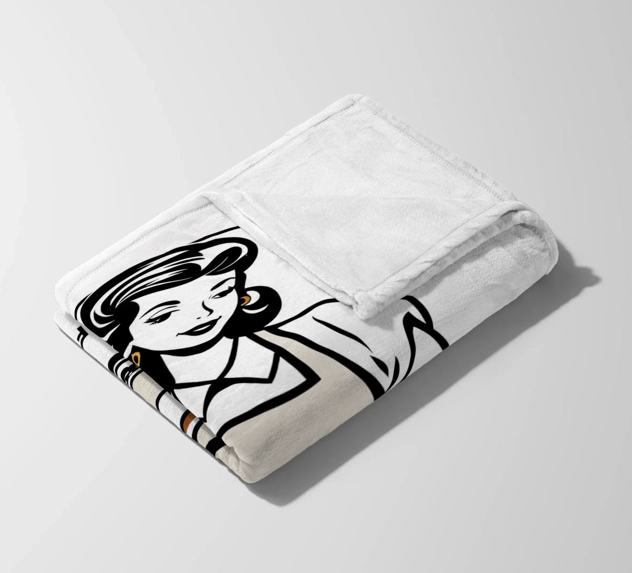 A woman in an apron prepares a meal while smiling fleece blanket by DesignDoodle