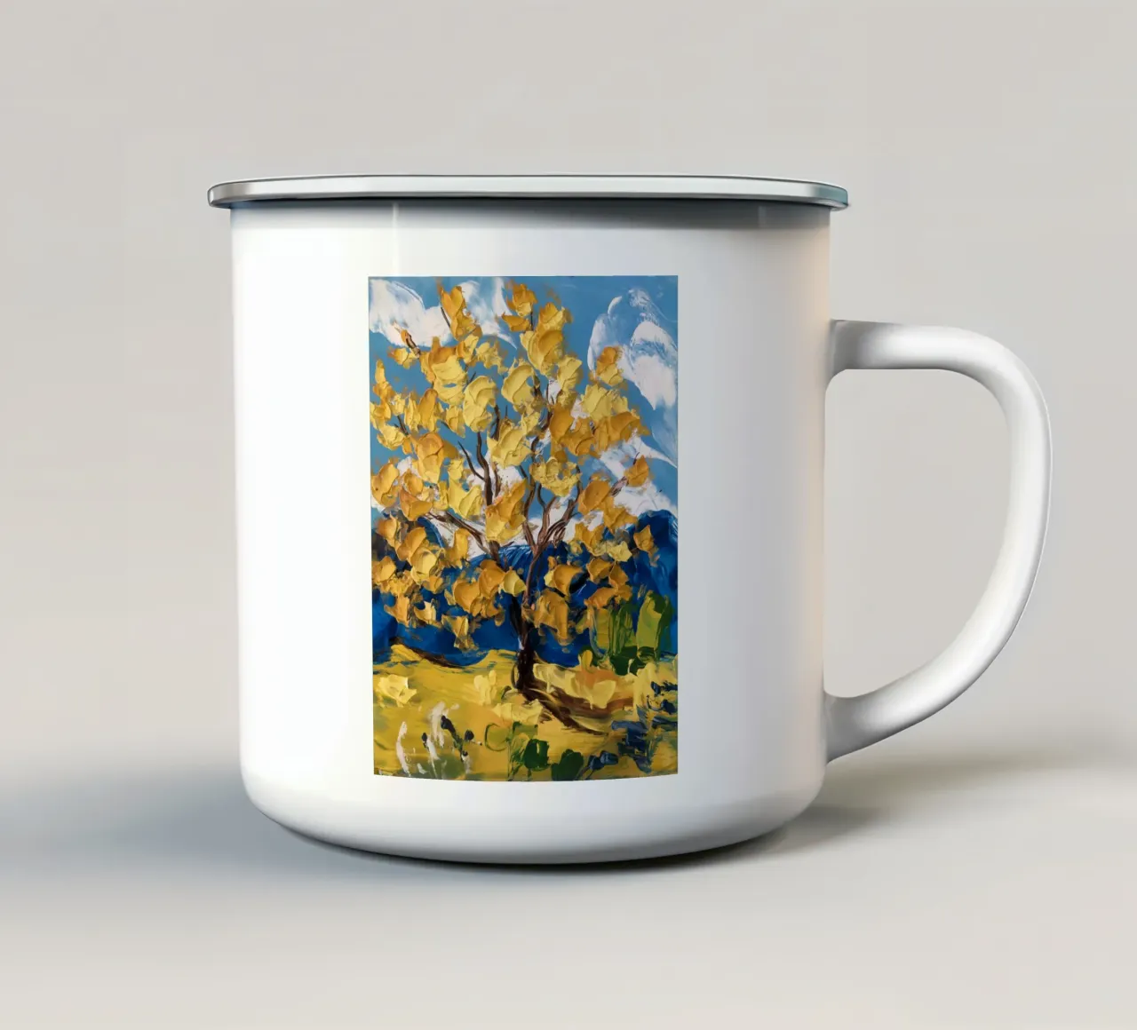 Albero giallo tazza in smalto da logic