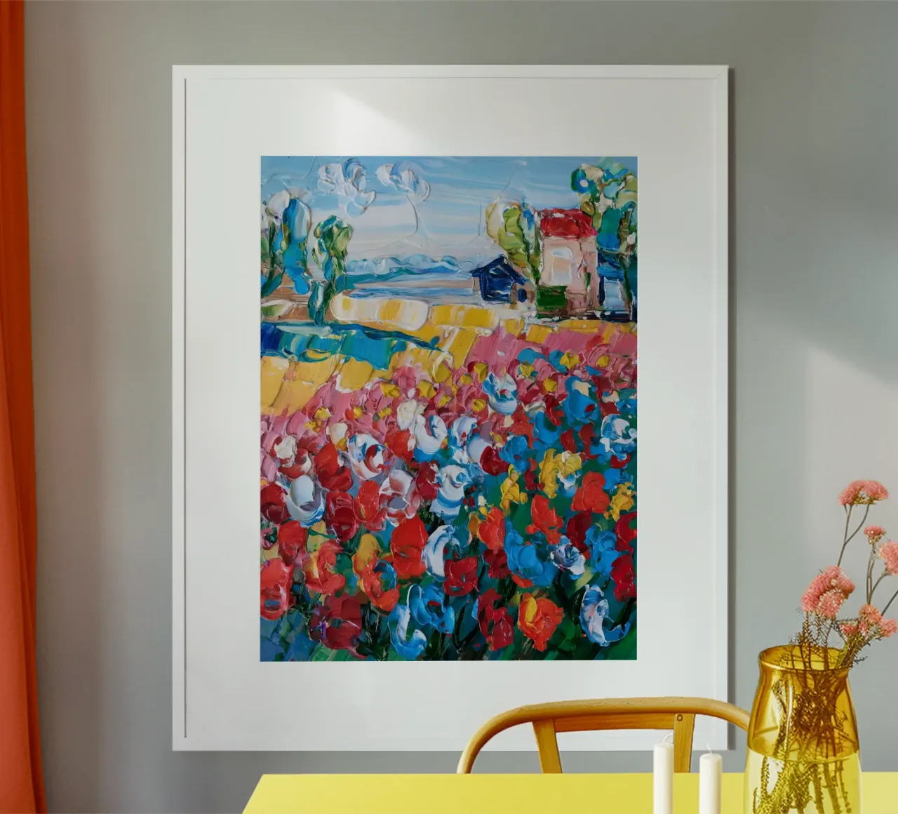 Flowers In The Field poster with aluminum frame by logic