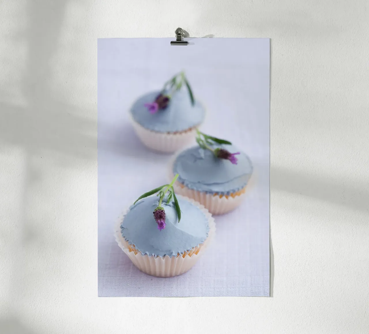 Lavender Icing Cupcakes poster with aluminum frame by foodphotolove