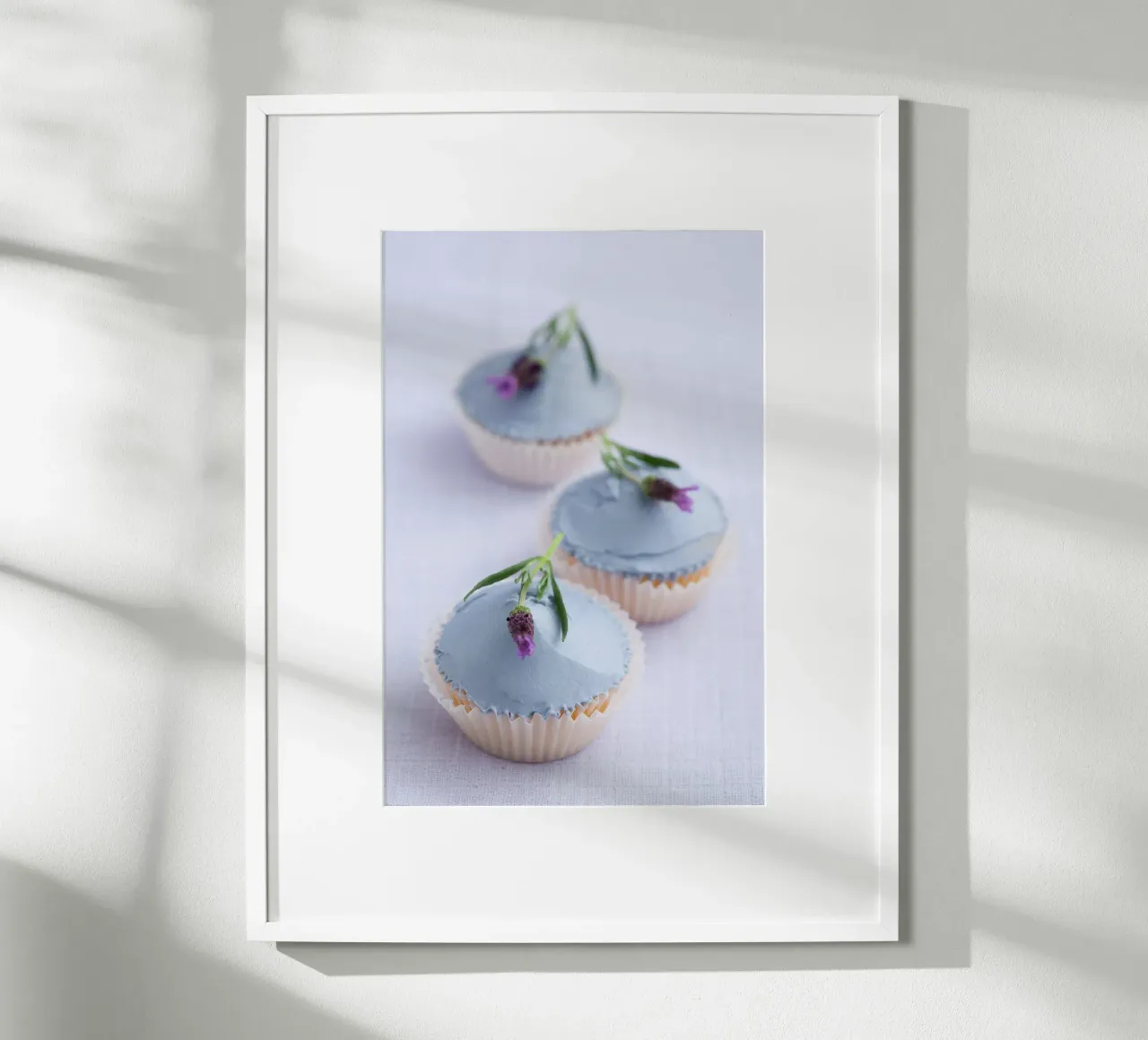 Lavender Icing Cupcakes poster with aluminum frame by foodphotolove
