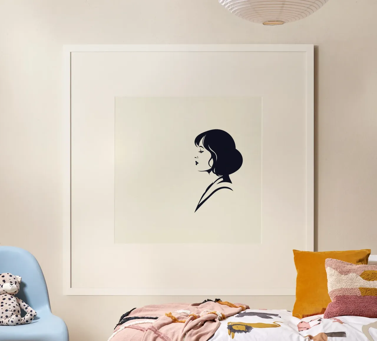 Profilo elegante di una donna con acconciatura vintage poster con telaio in alluminio da DesignDoodle