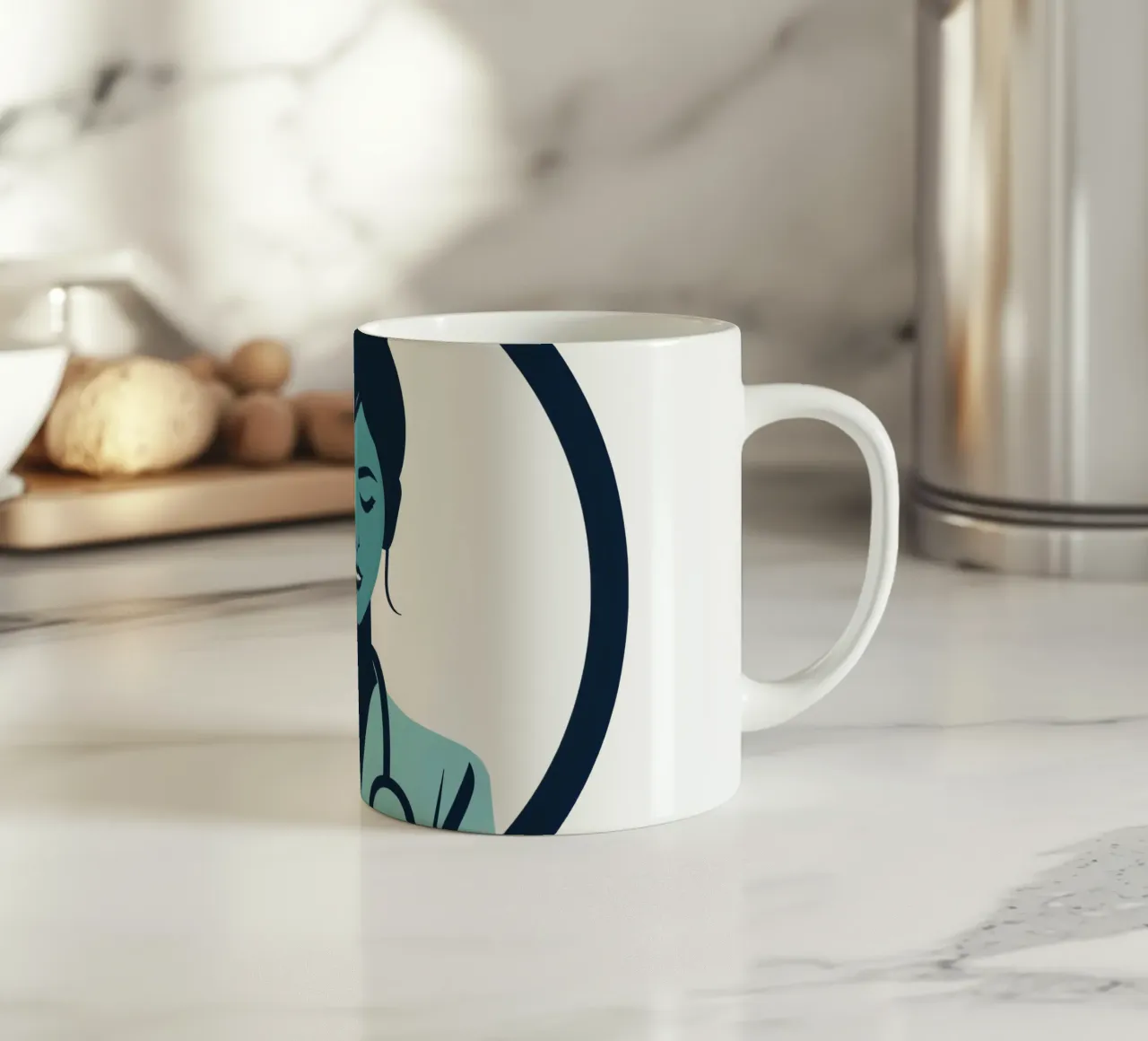 Illustrazione di un operatore sanitario con stetoscopio tazza in ceramica da DesignDoodle