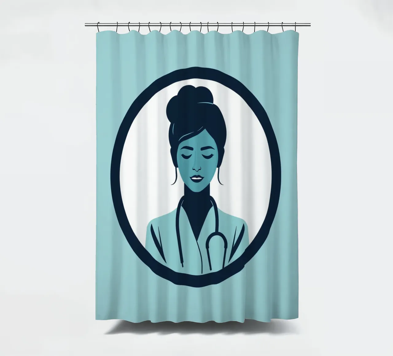 Illustration einer medizinischen Fachkraft mit Stethoskop Duschvorhang von DesignDoodle