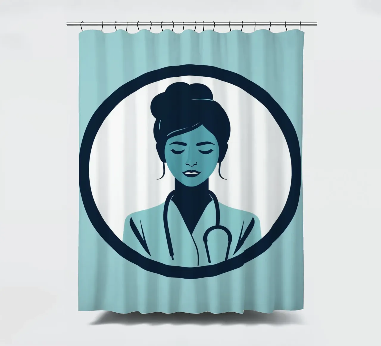 Illustration einer medizinischen Fachkraft mit Stethoskop Duschvorhang von DesignDoodle