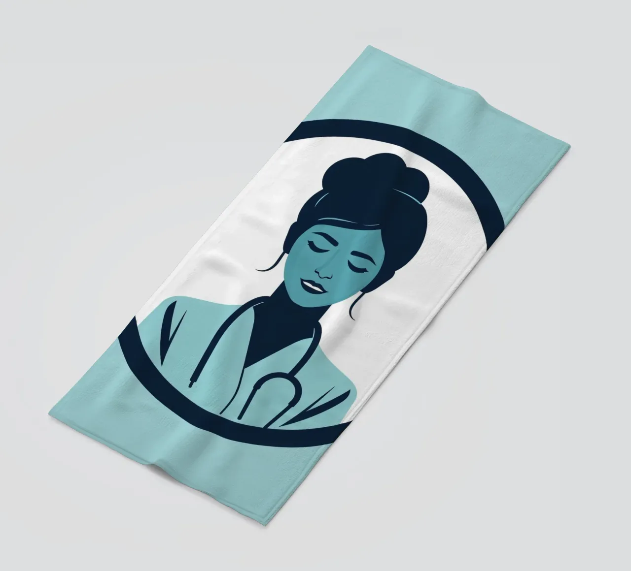 Illustrazione di un operatore sanitario con stetoscopio telo mare da DesignDoodle