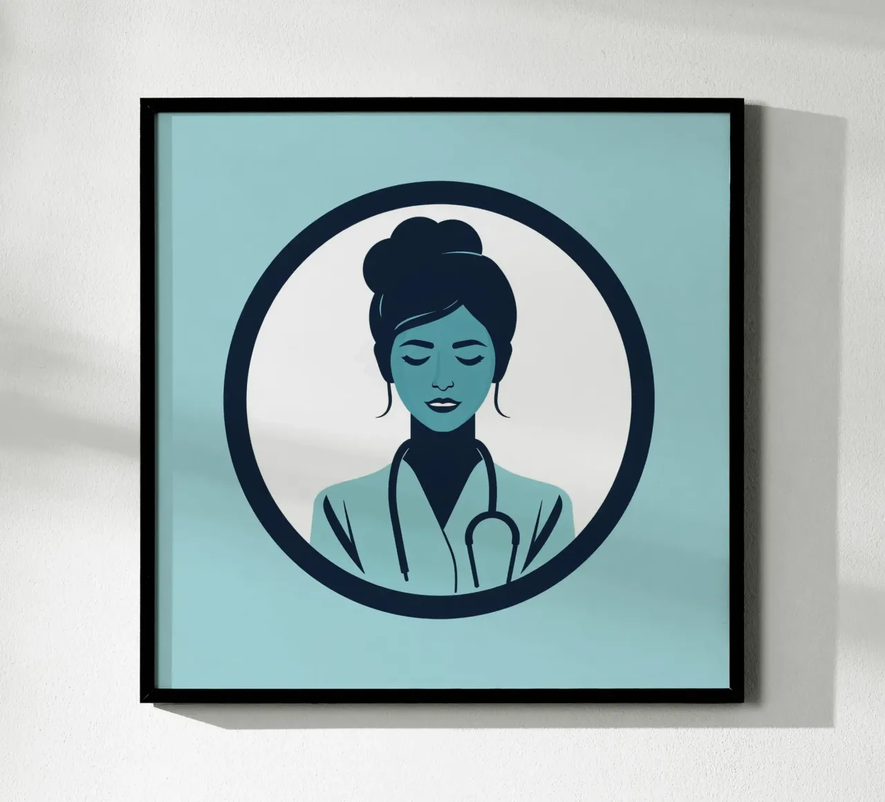 Illustrazione di un operatore sanitario con stetoscopio carta hahnemühle da DesignDoodle