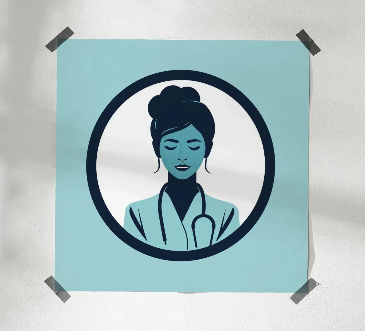 Illustrazione di un operatore sanitario con stetoscopio carta hahnemühle da DesignDoodle