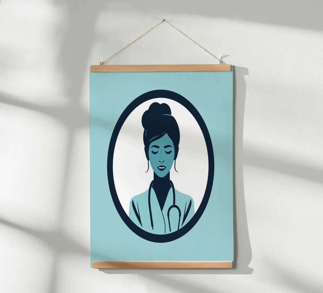 Illustrazione di un operatore sanitario con stetoscopio carta hahnemühle da DesignDoodle