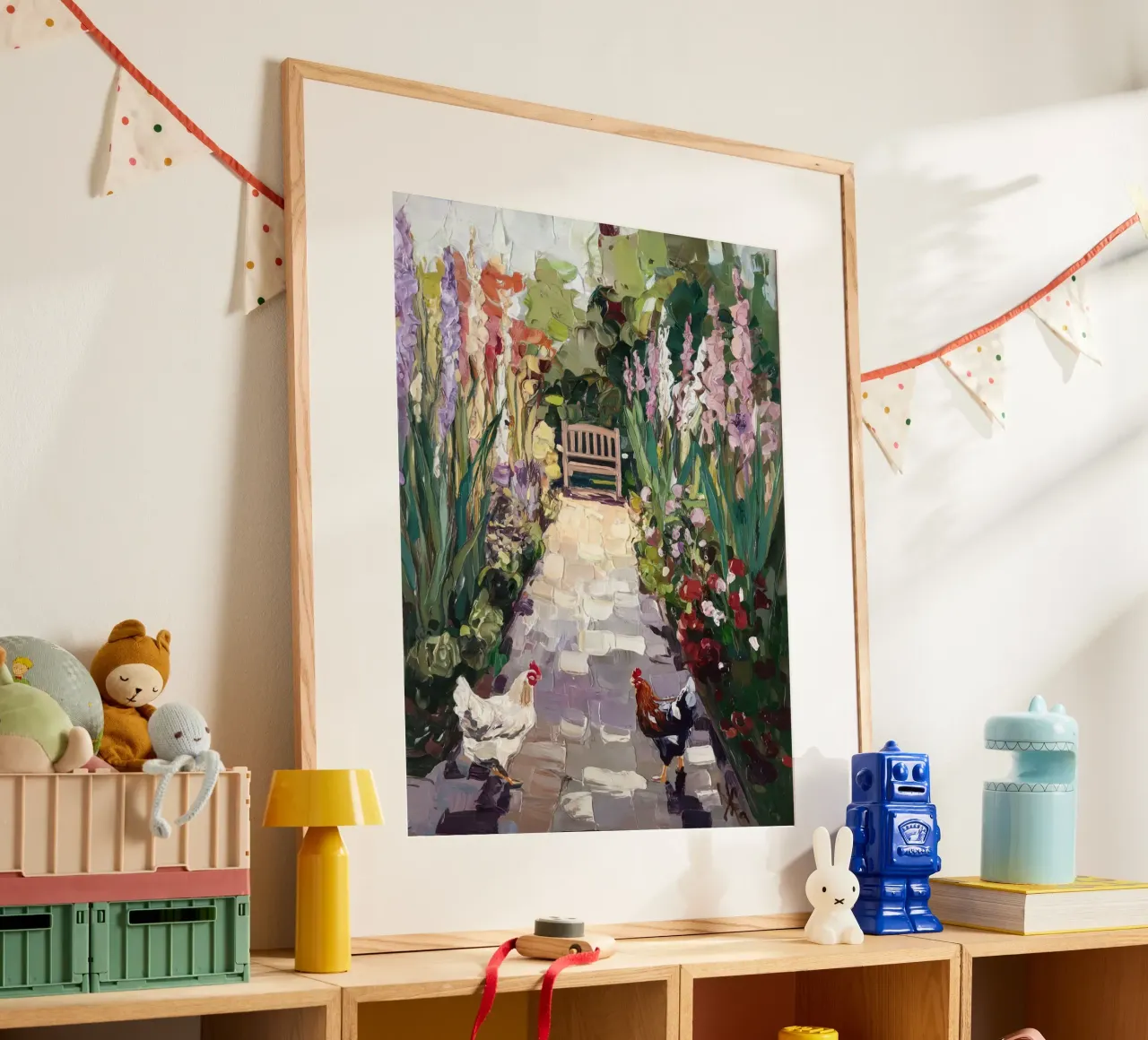 A Garden Path Beckons poster with aluminum frame by logic