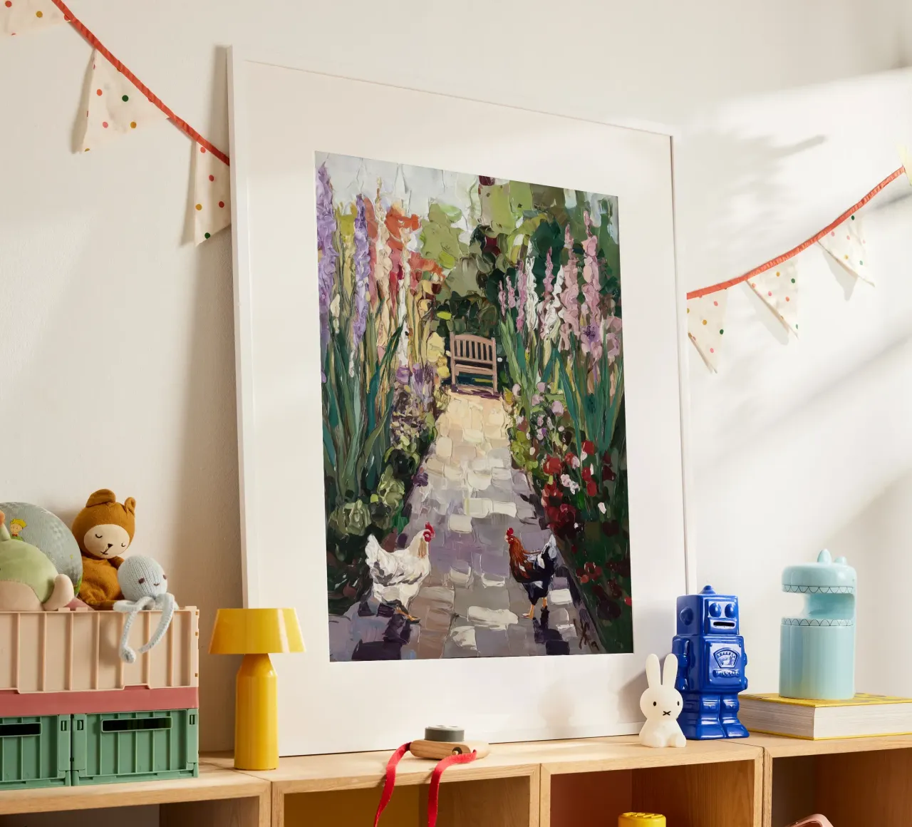 A Garden Path Beckons poster with aluminum frame by logic