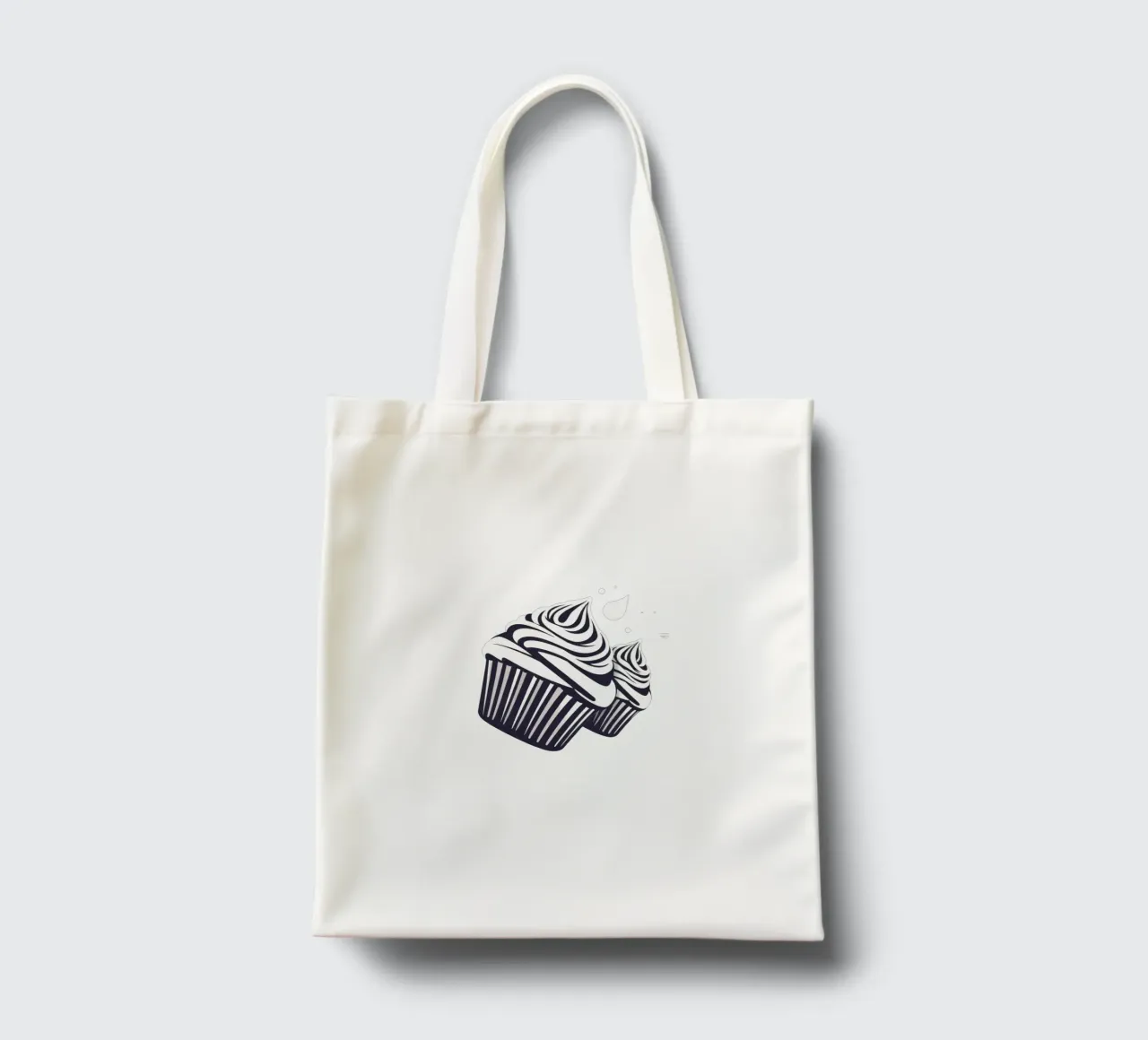 Due cupcake dall'elegante design con glassa a spirale borsa in juta da DesignDoodle
