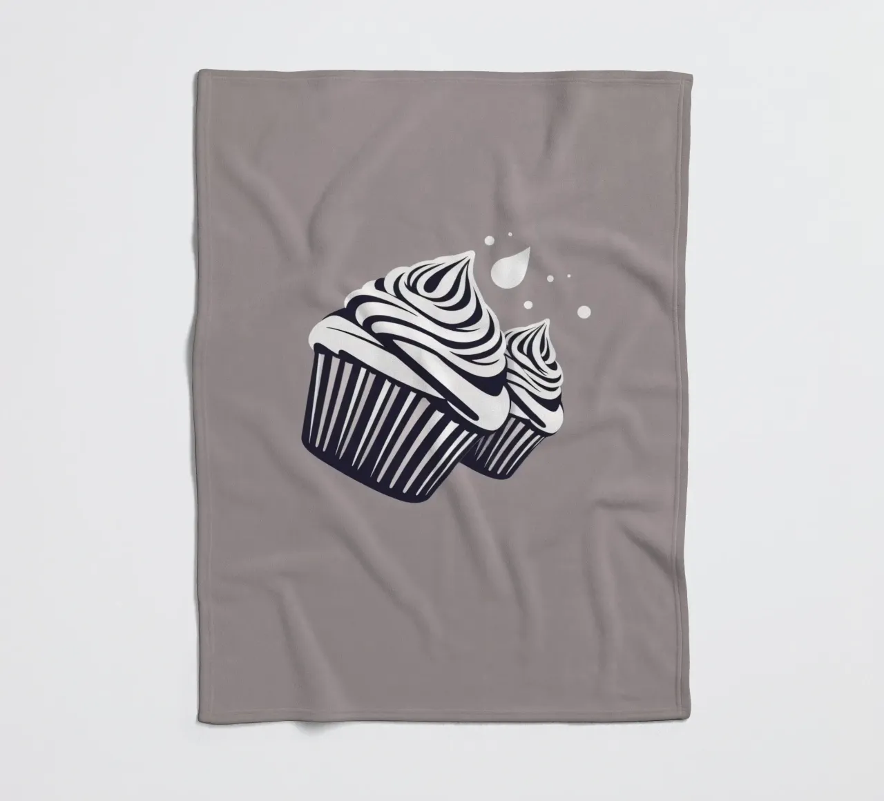 Two elegantly designed cupcakes with swirled frosting fleece blanket by DesignDoodle