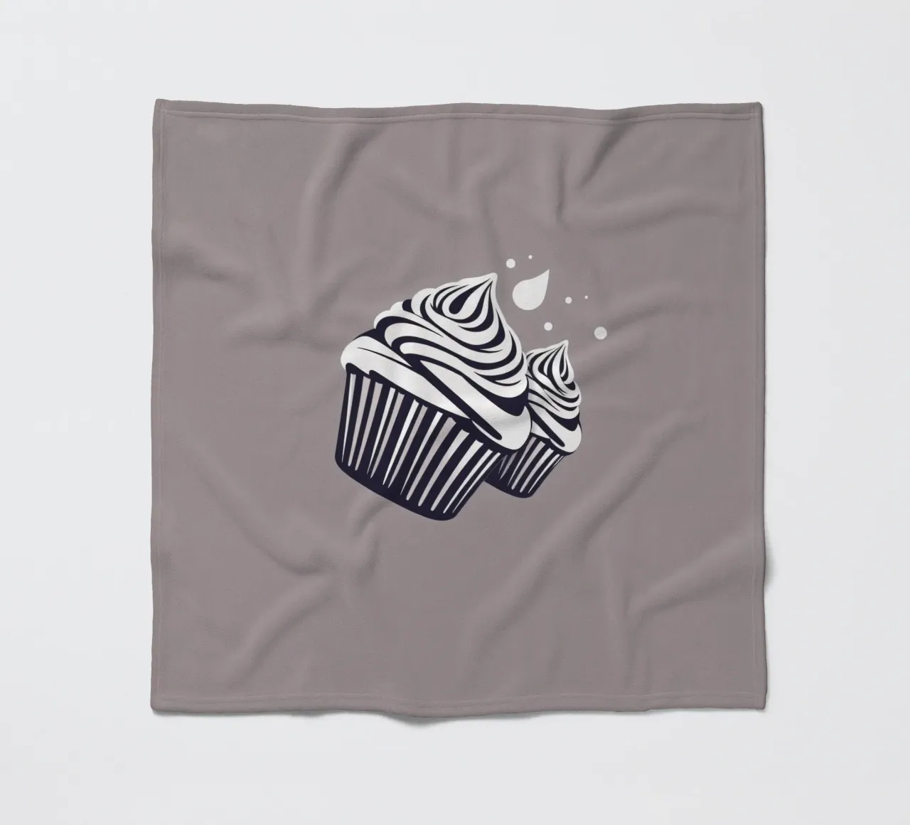 Two elegantly designed cupcakes with swirled frosting fleece blanket by DesignDoodle