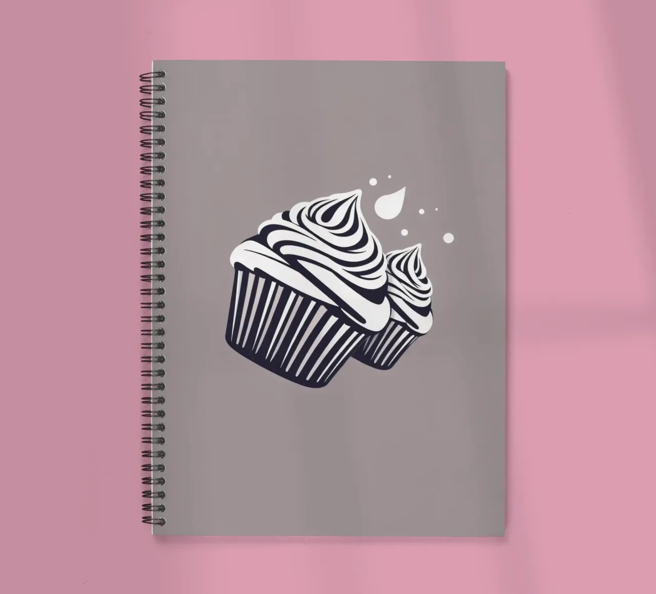 Two elegantly designed cupcakes with swirled frosting spiral notebook by DesignDoodle