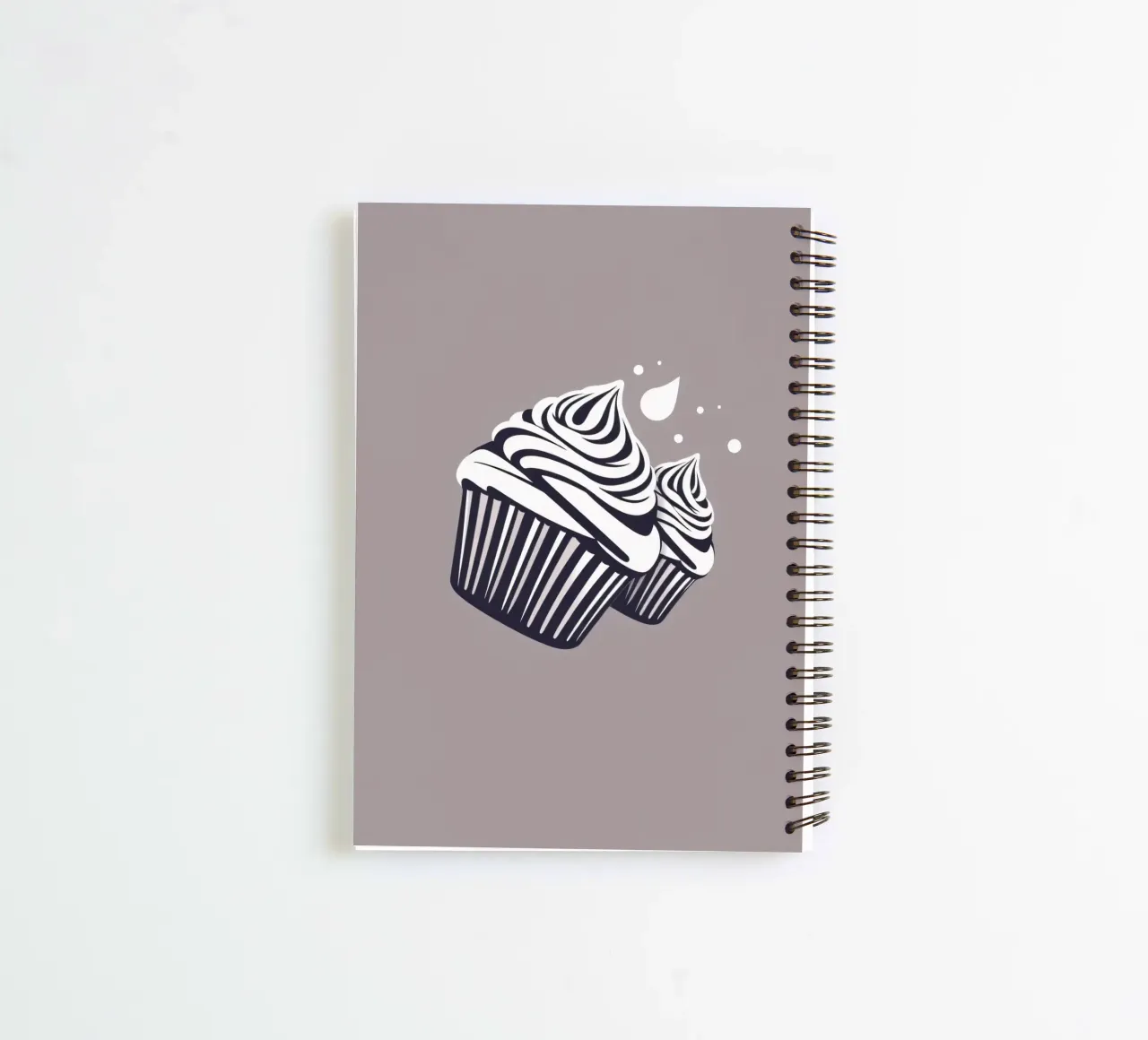 Two elegantly designed cupcakes with swirled frosting spiral notebook by DesignDoodle
