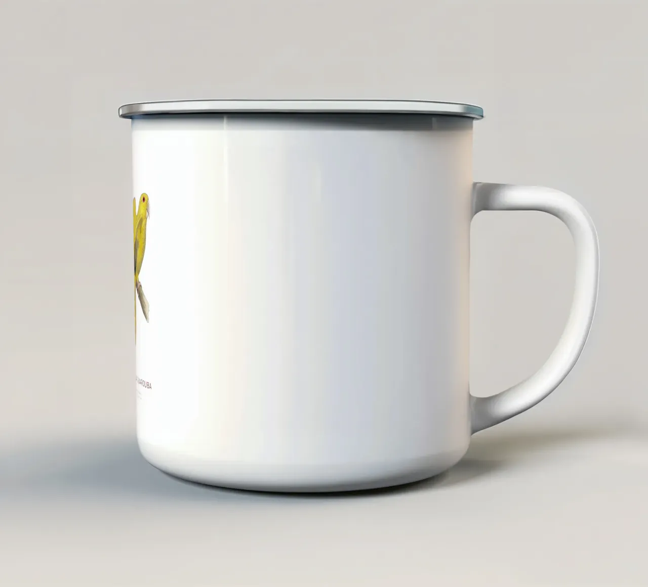 Goldsittich oder Guaruba guarouba Emaille Tasse von Vintagrafica