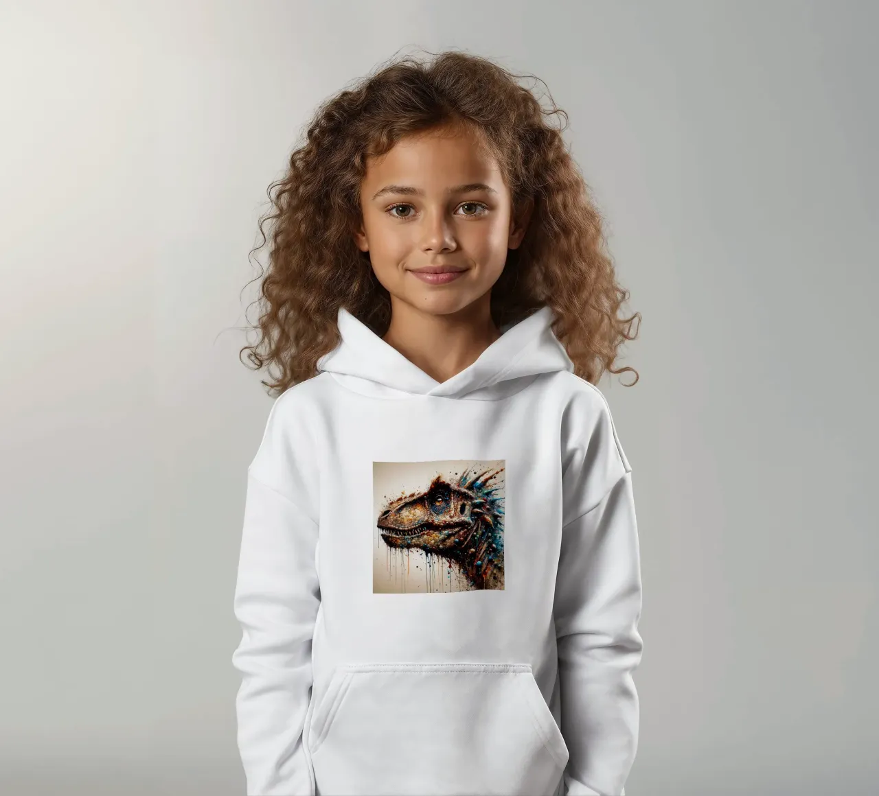 Powerful Dinosaur kids hoodie by Chromatic Fusion Studio