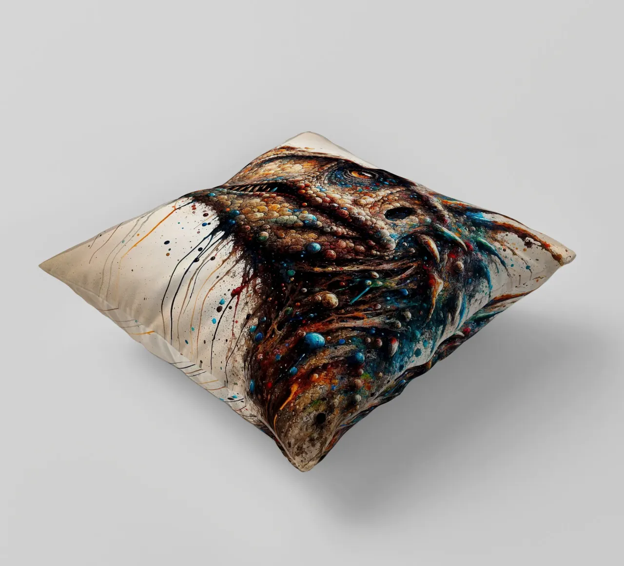 Powerful Dinosaur decorative cushion by Chromatic Fusion Studio