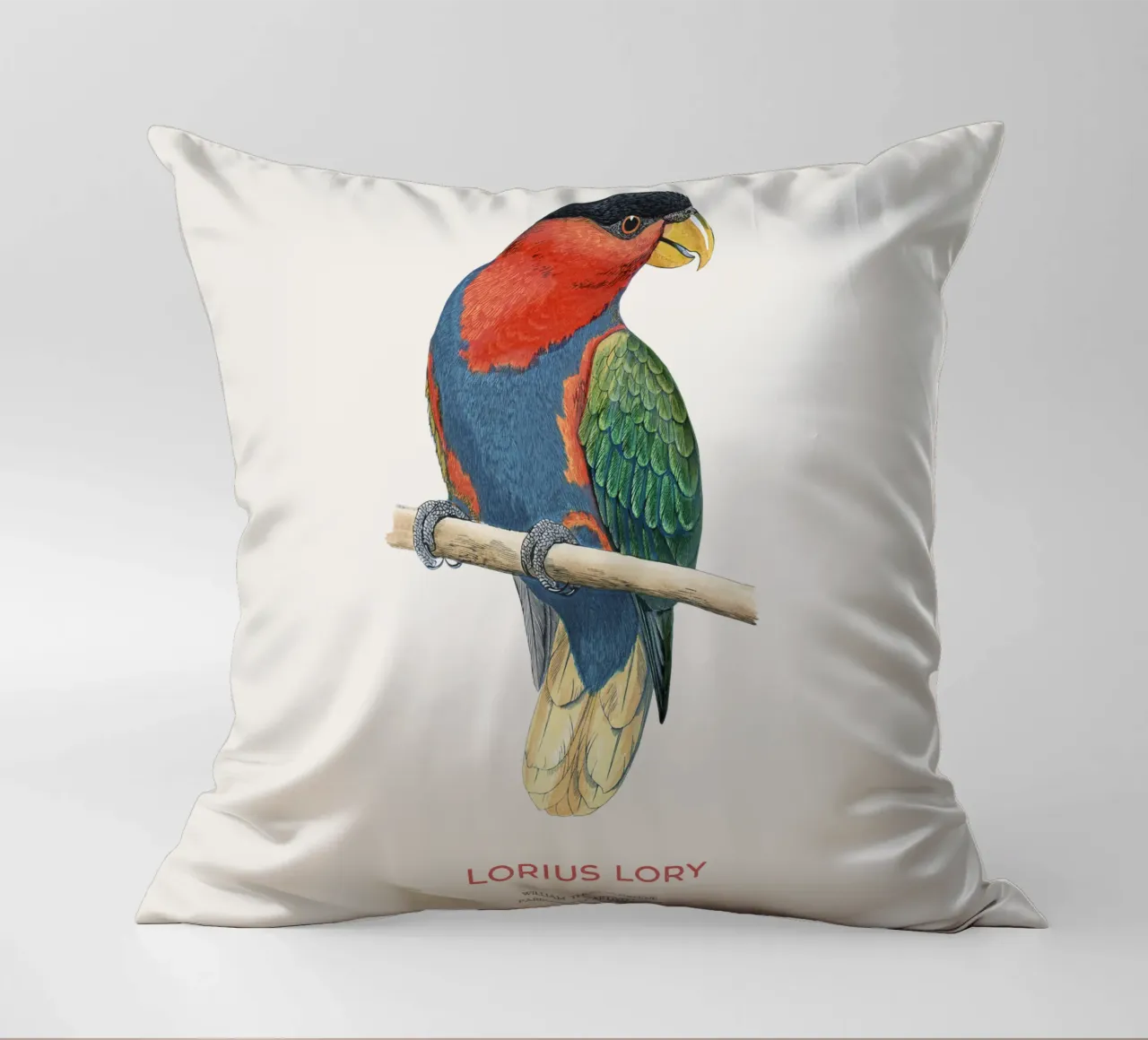 Loria dal ciuffo nero o Lorius lory cuscino da Vintagrafica