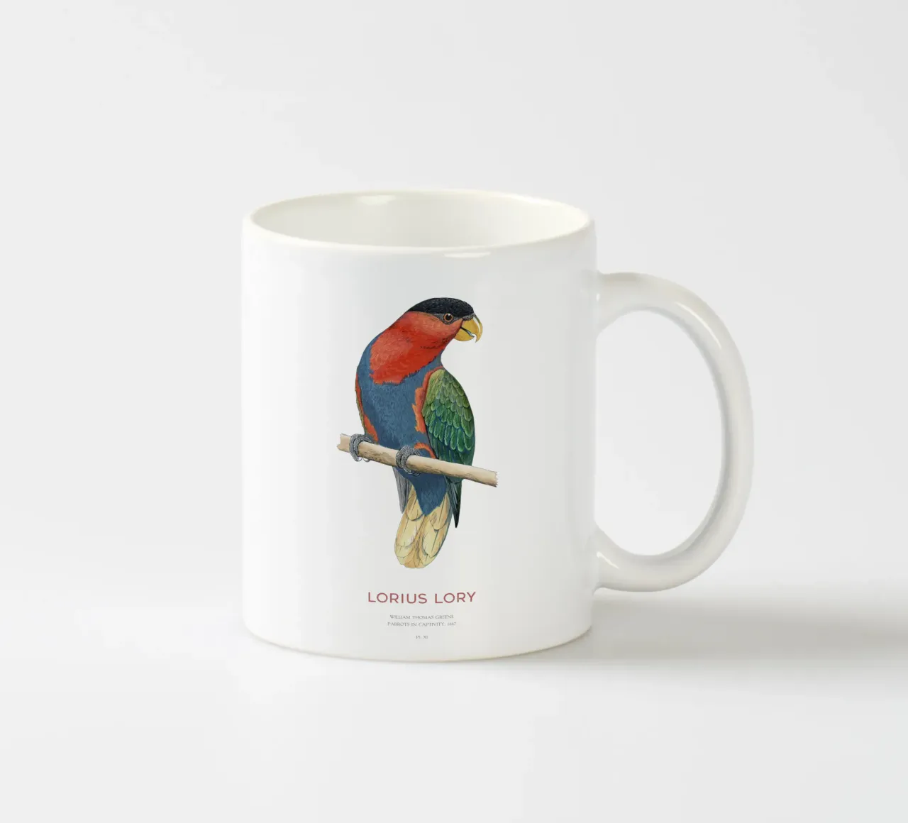 Loria dal ciuffo nero o Lorius lory tazza in ceramica da Vintagrafica