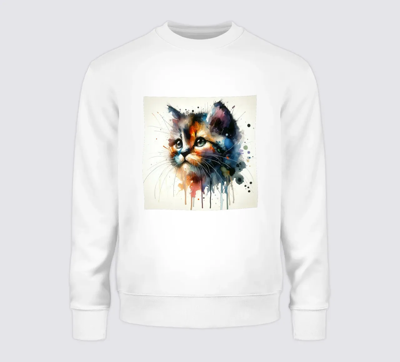 Watercolor Kitty Cat sweatshirt by Chromatic Fusion Studio