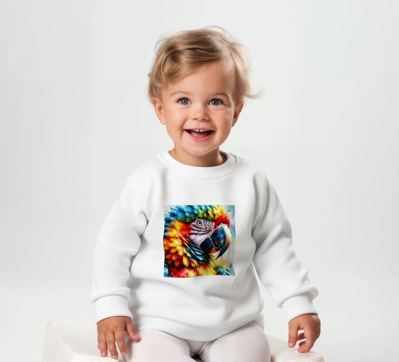 Pappagallo colorato felpa neonato da Chromatic Fusion Studio