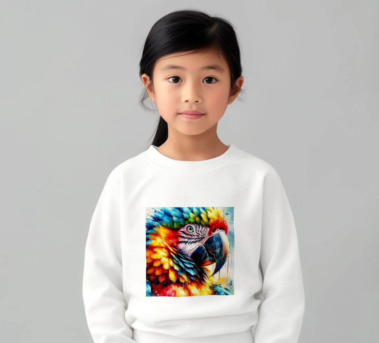 Pappagallo colorato felpa bambino da Chromatic Fusion Studio