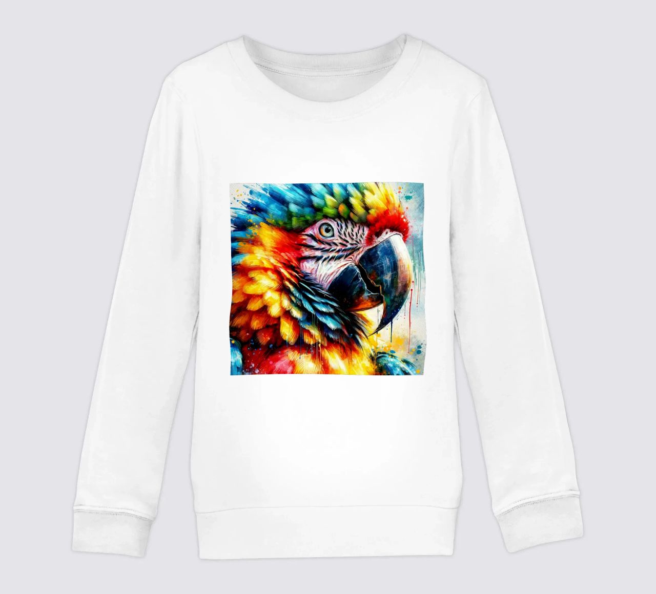 Pappagallo colorato felpa bambino da Chromatic Fusion Studio