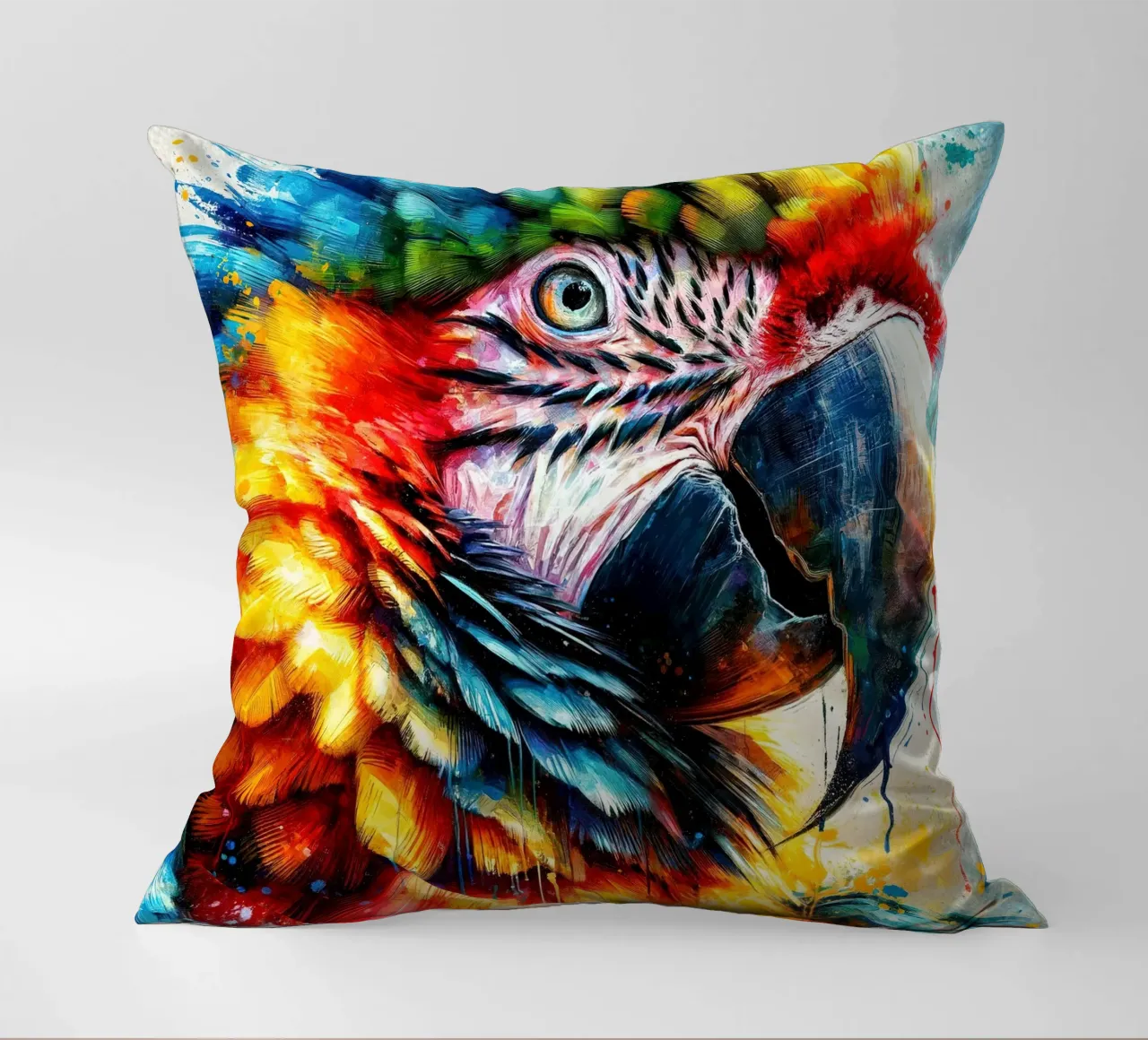 Pappagallo colorato cuscino da Chromatic Fusion Studio