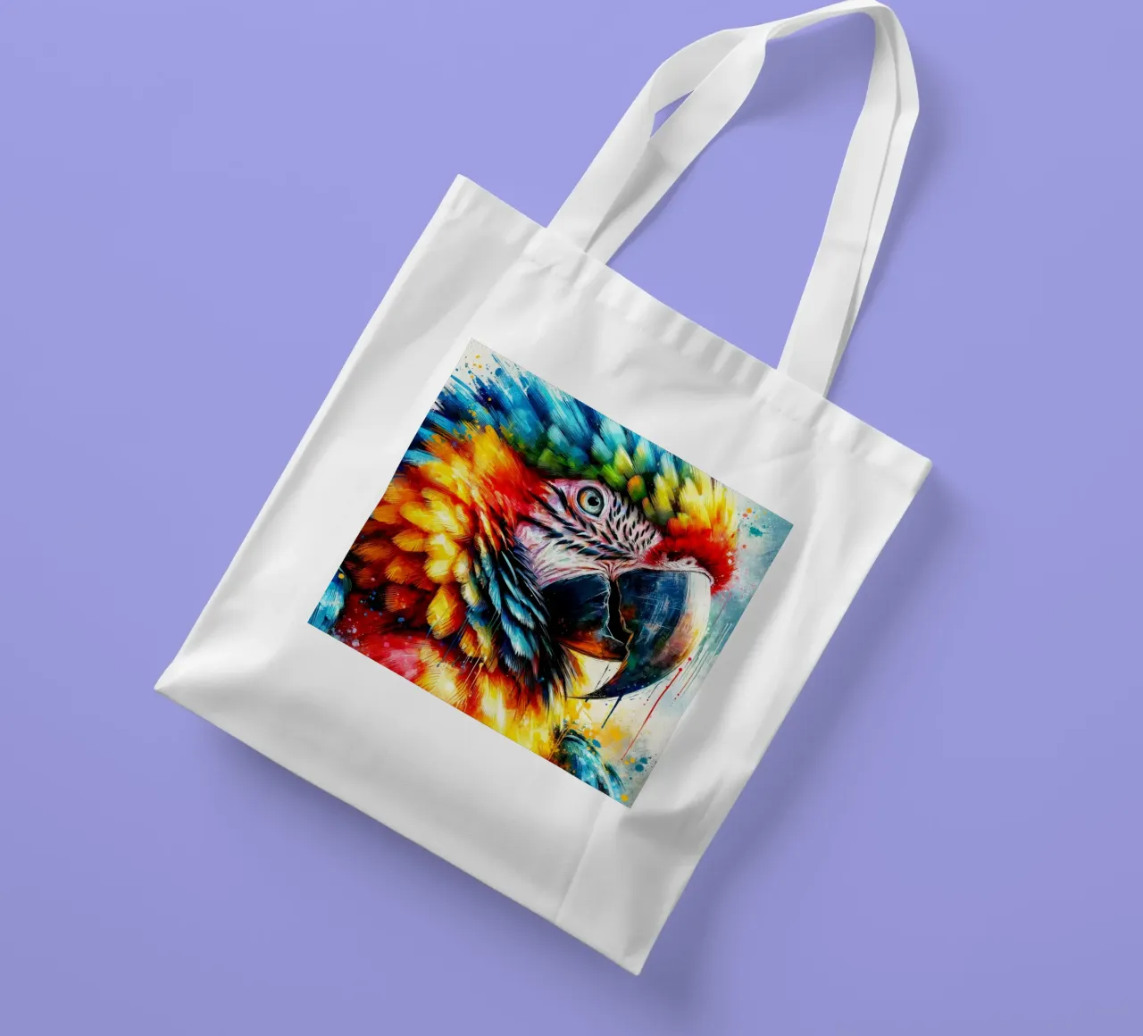 Pappagallo colorato borsa in juta da Chromatic Fusion Studio