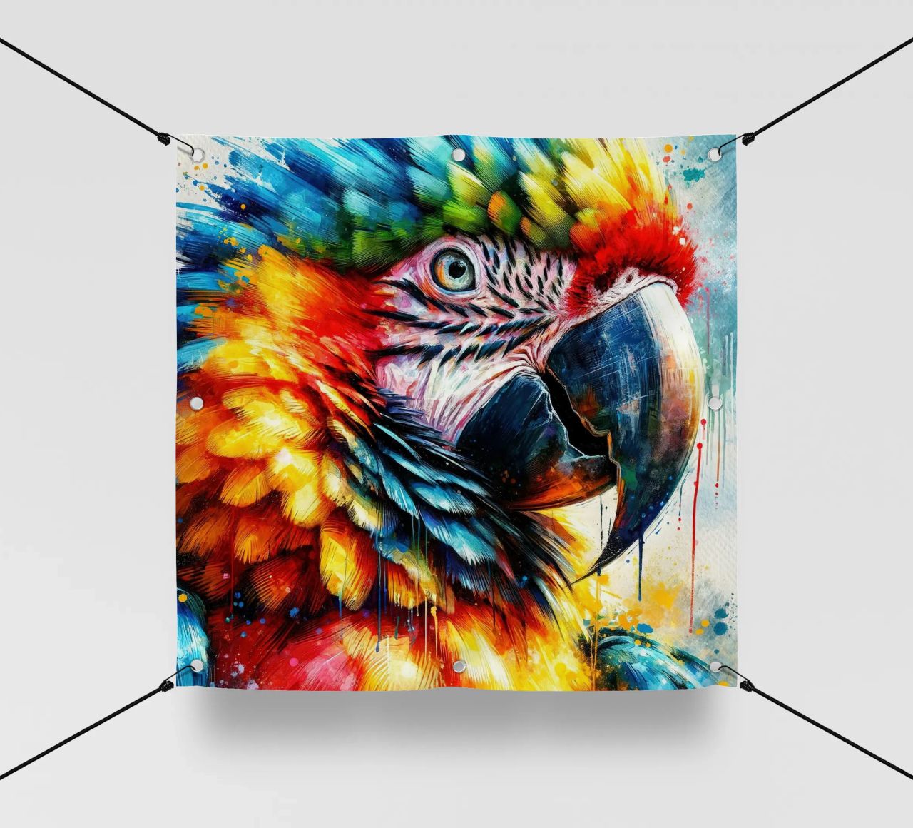Pappagallo colorato telo in pvc da Chromatic Fusion Studio