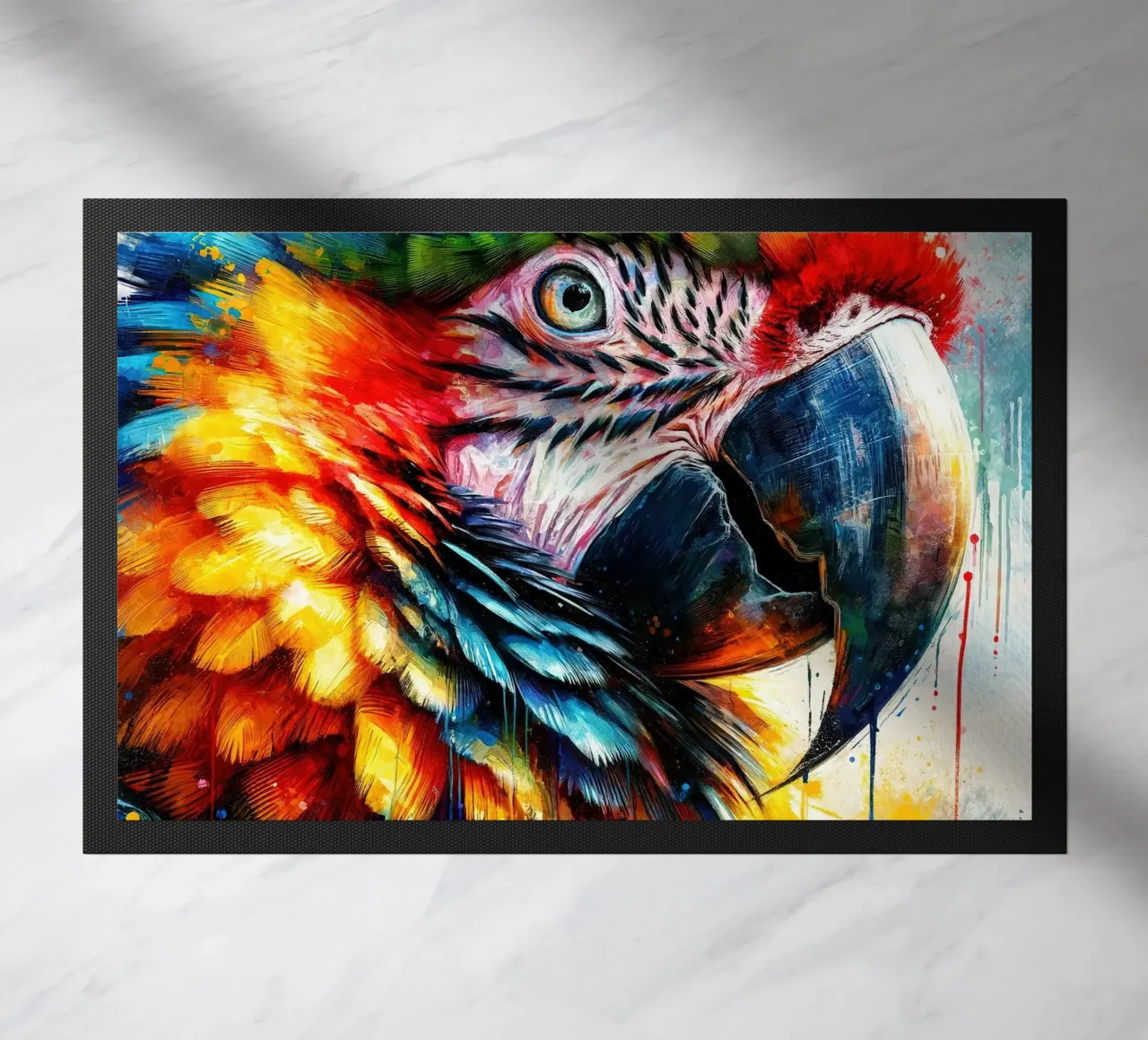 Pappagallo colorato zerbino da Chromatic Fusion Studio