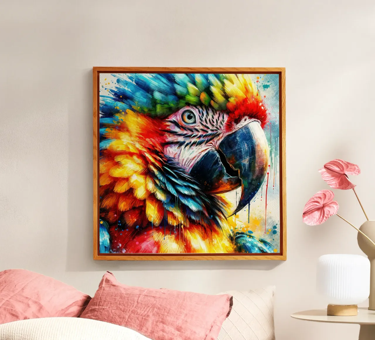 Pappagallo colorato plexiglass da Chromatic Fusion Studio