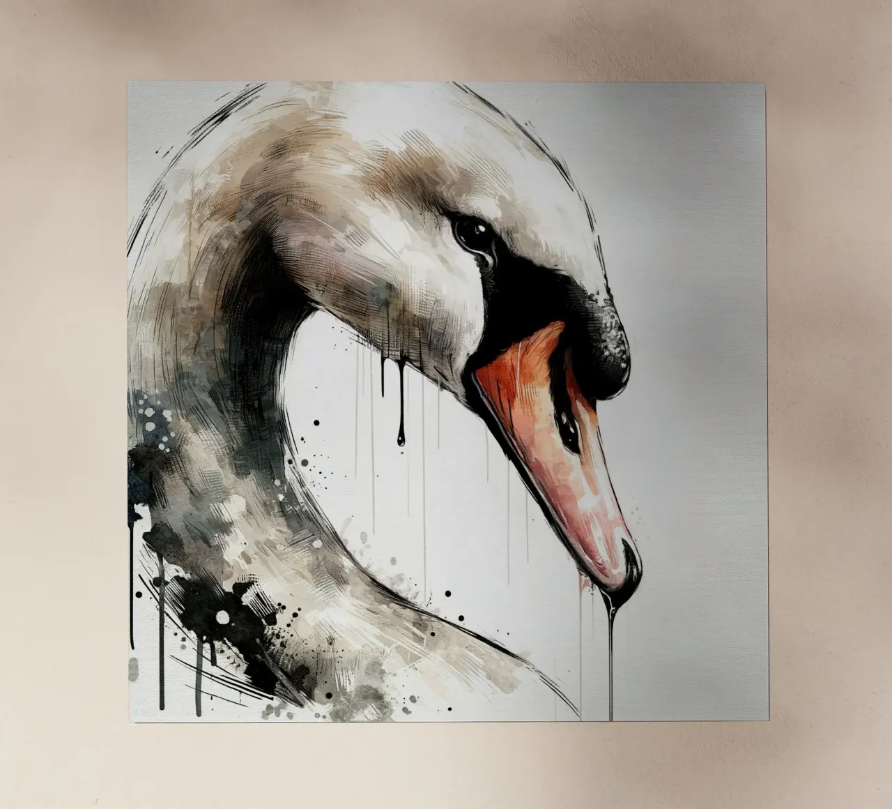 Cigno acquerellato pellicola backlit da Chromatic Fusion Studio