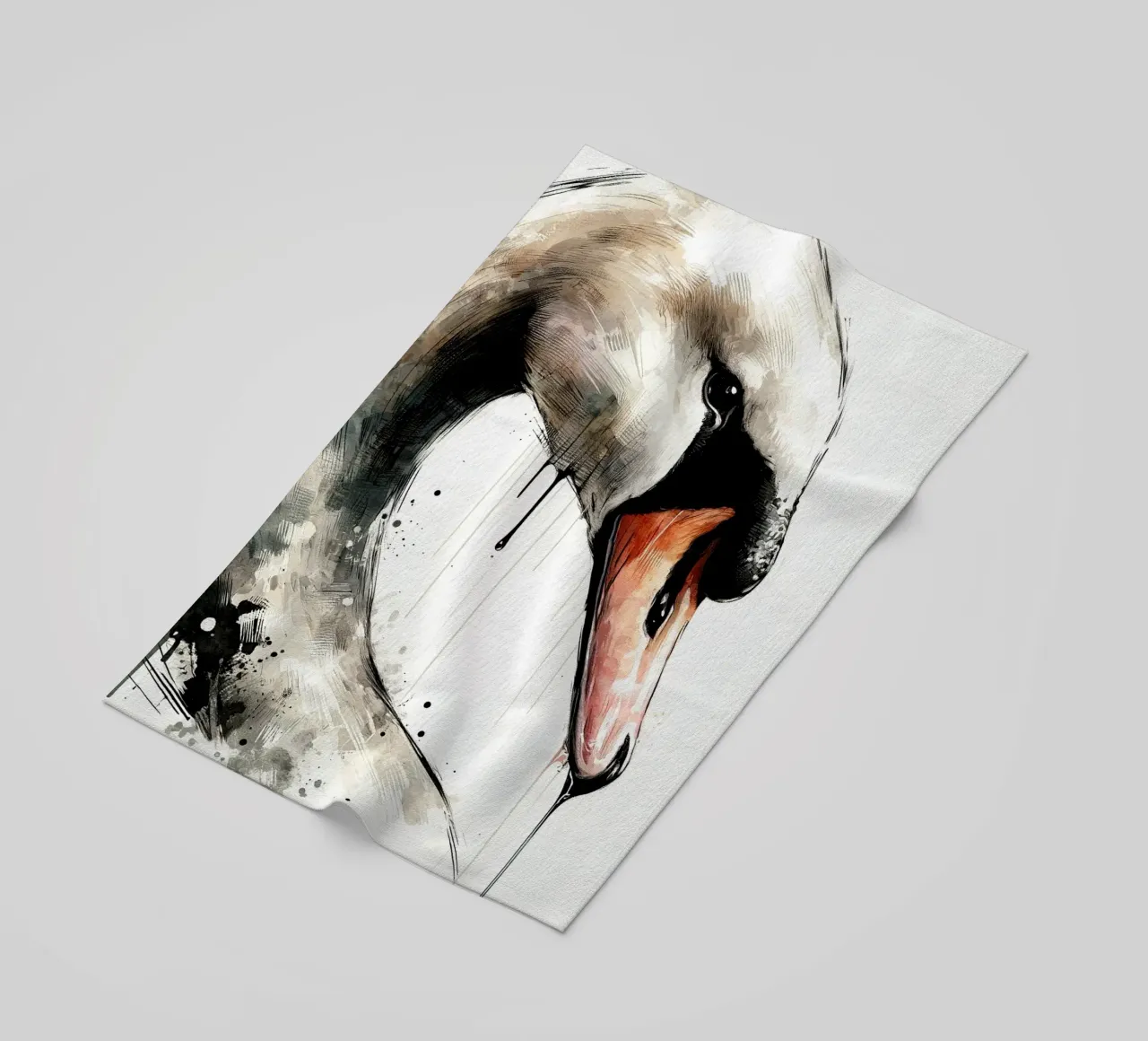 Cigno acquerellato telo mare da Chromatic Fusion Studio