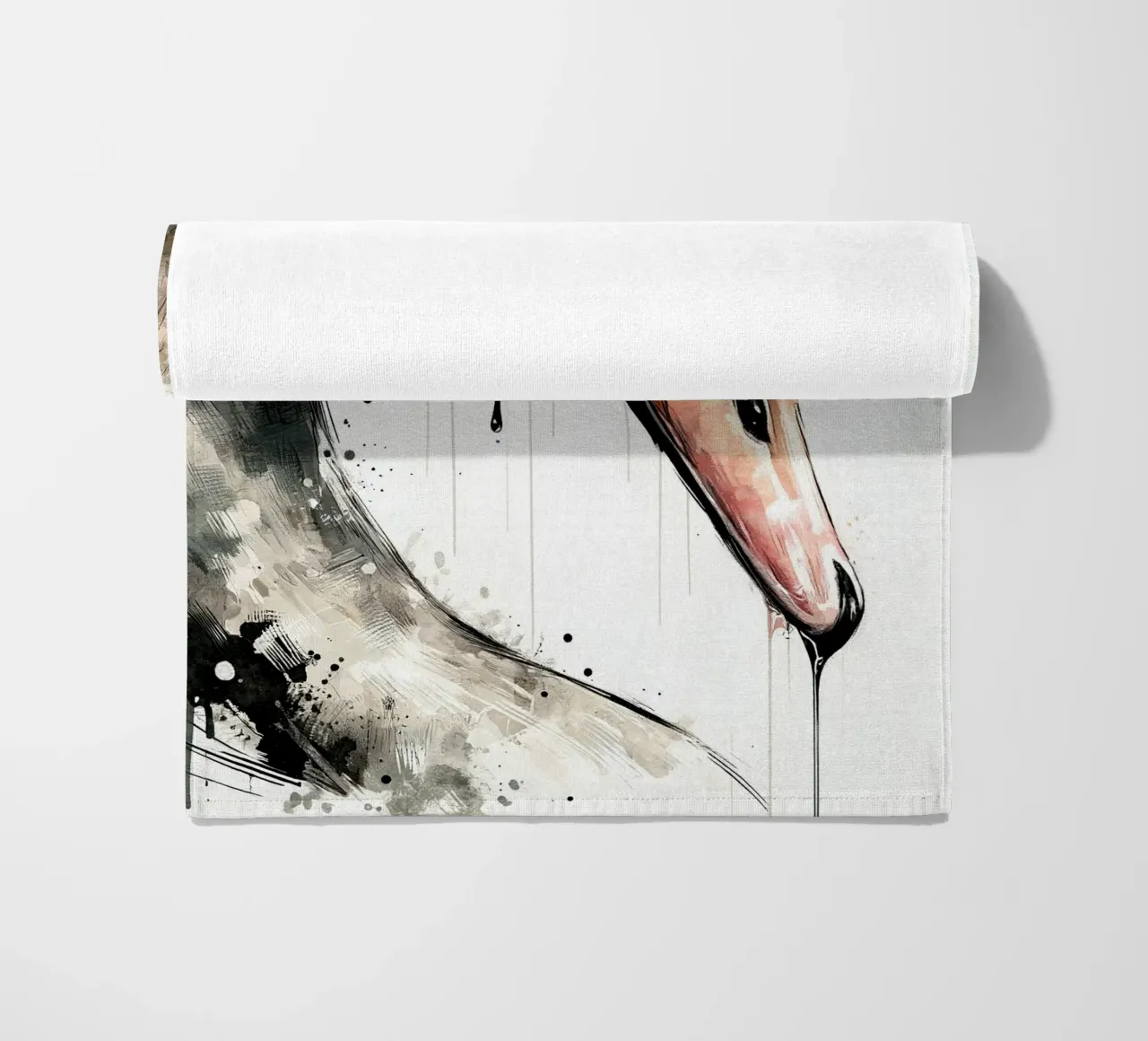 Cigno acquerellato telo mare da Chromatic Fusion Studio