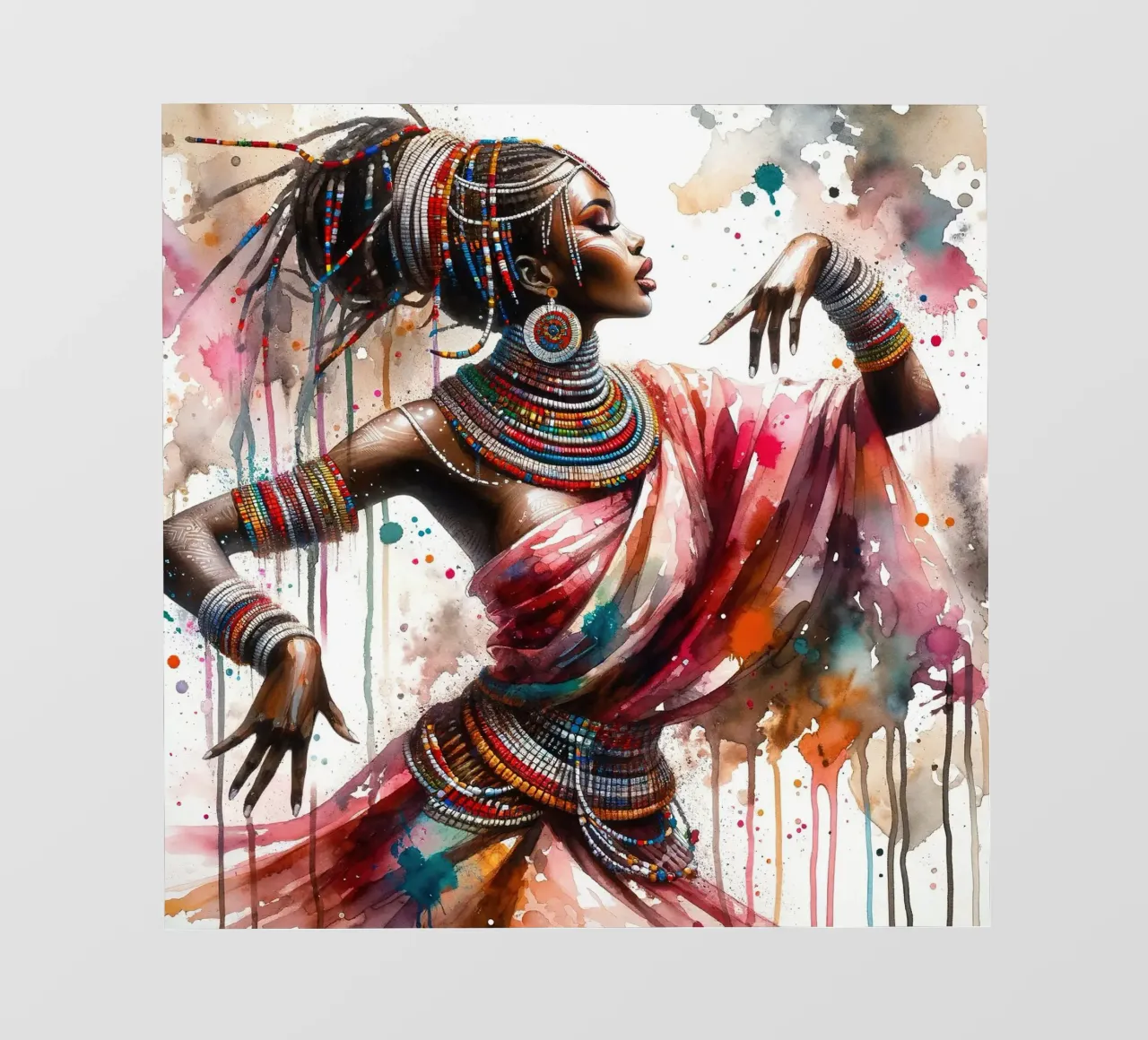 Danzatrice africana ad acquerello pellicola backlit da Chromatic Fusion Studio
