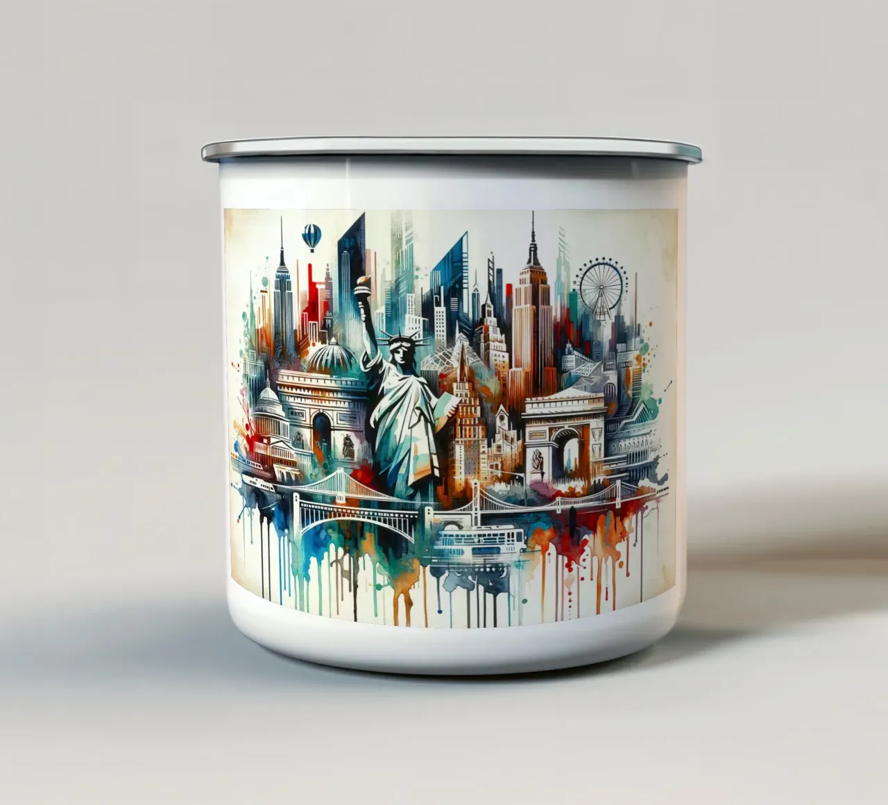 Acquerello astratto New York tazza in smalto da Chromatic Fusion Studio