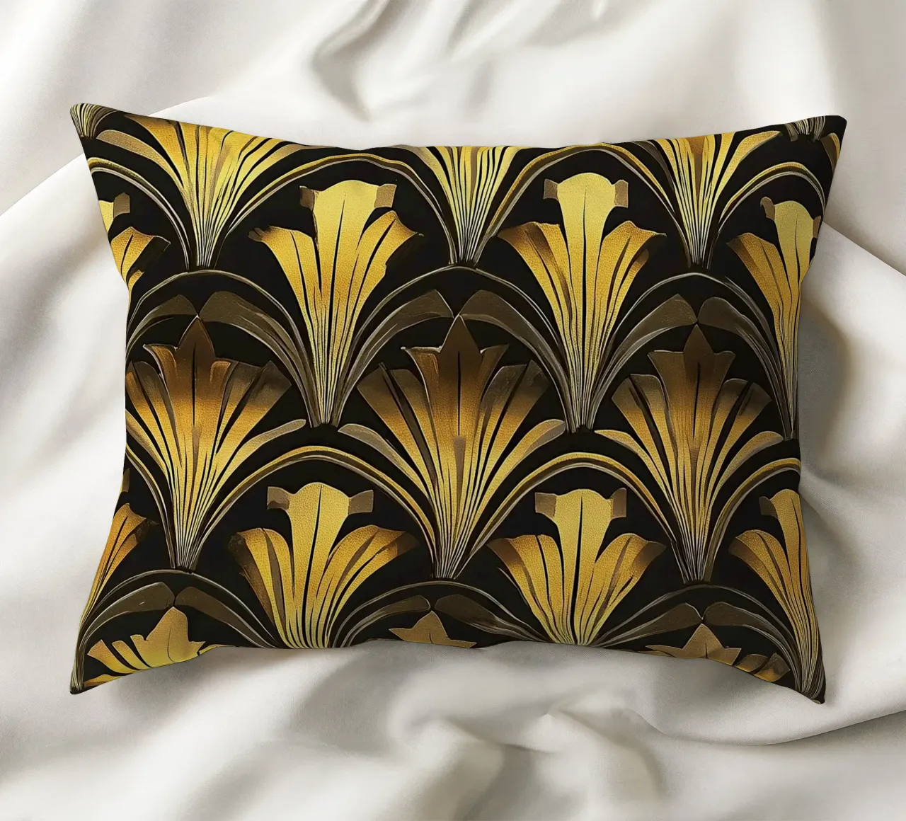 Art Deco - Goldene Strukturen decorative cushion by Golden Era