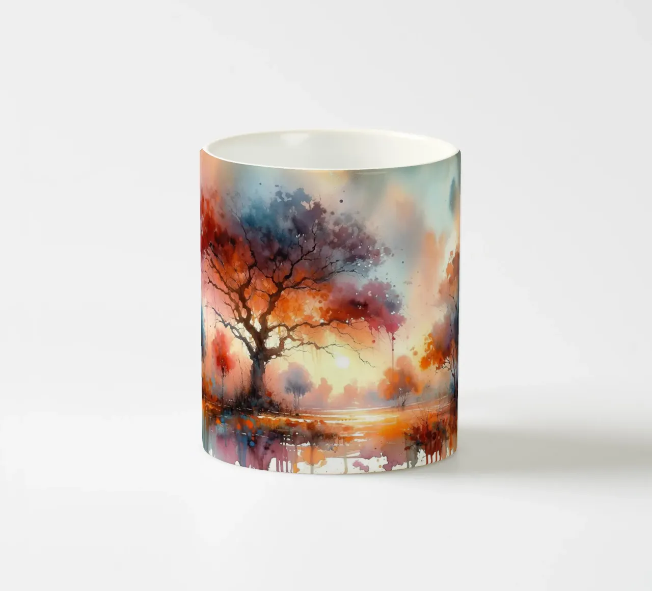 Feuriges Herbstdach in der Abenddämmerung Keramik Tasse von Chromatic Fusion Studio