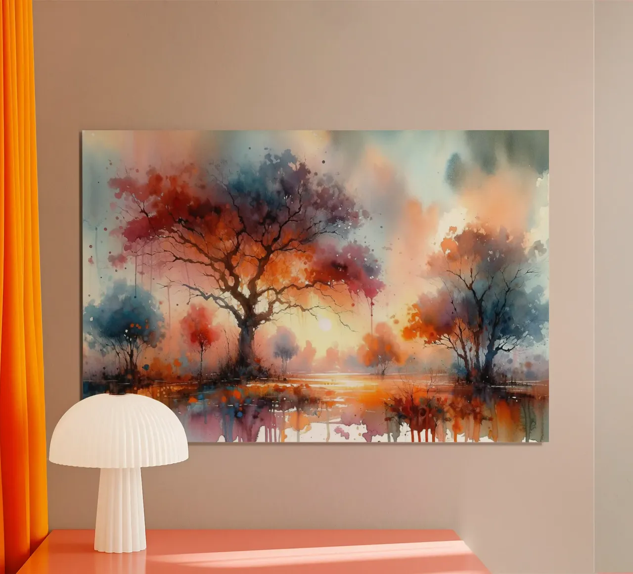 Feuriges Herbstdach in der Abenddämmerung Hahnemühle von Chromatic Fusion Studio