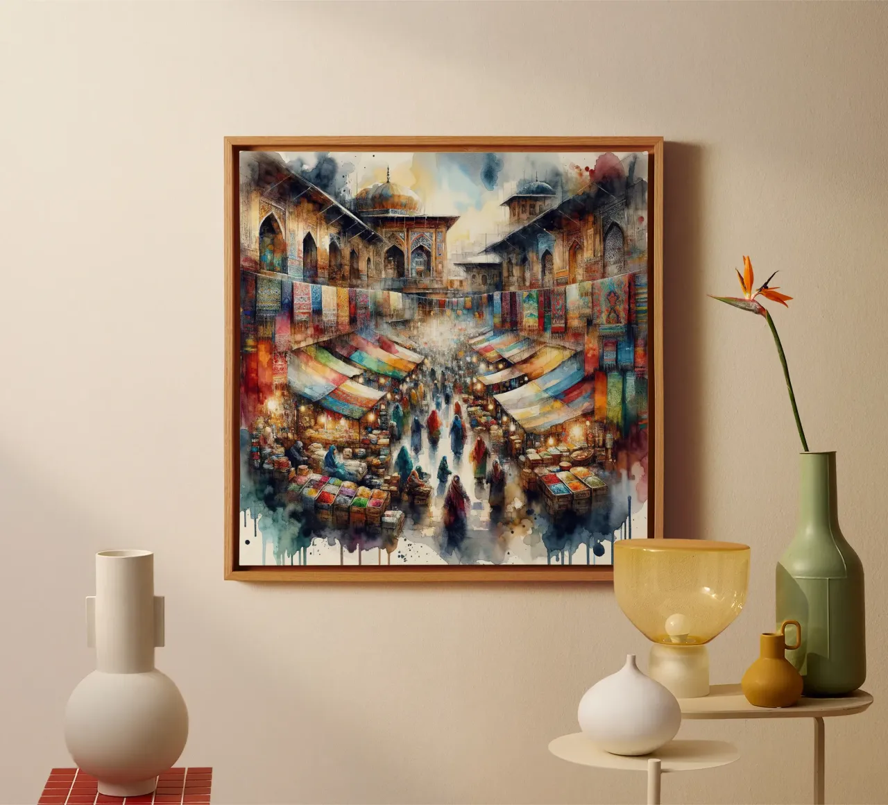 La sinfonia di colori di Bazaar tela con Cornice a cassetta da Chromatic Fusion Studio