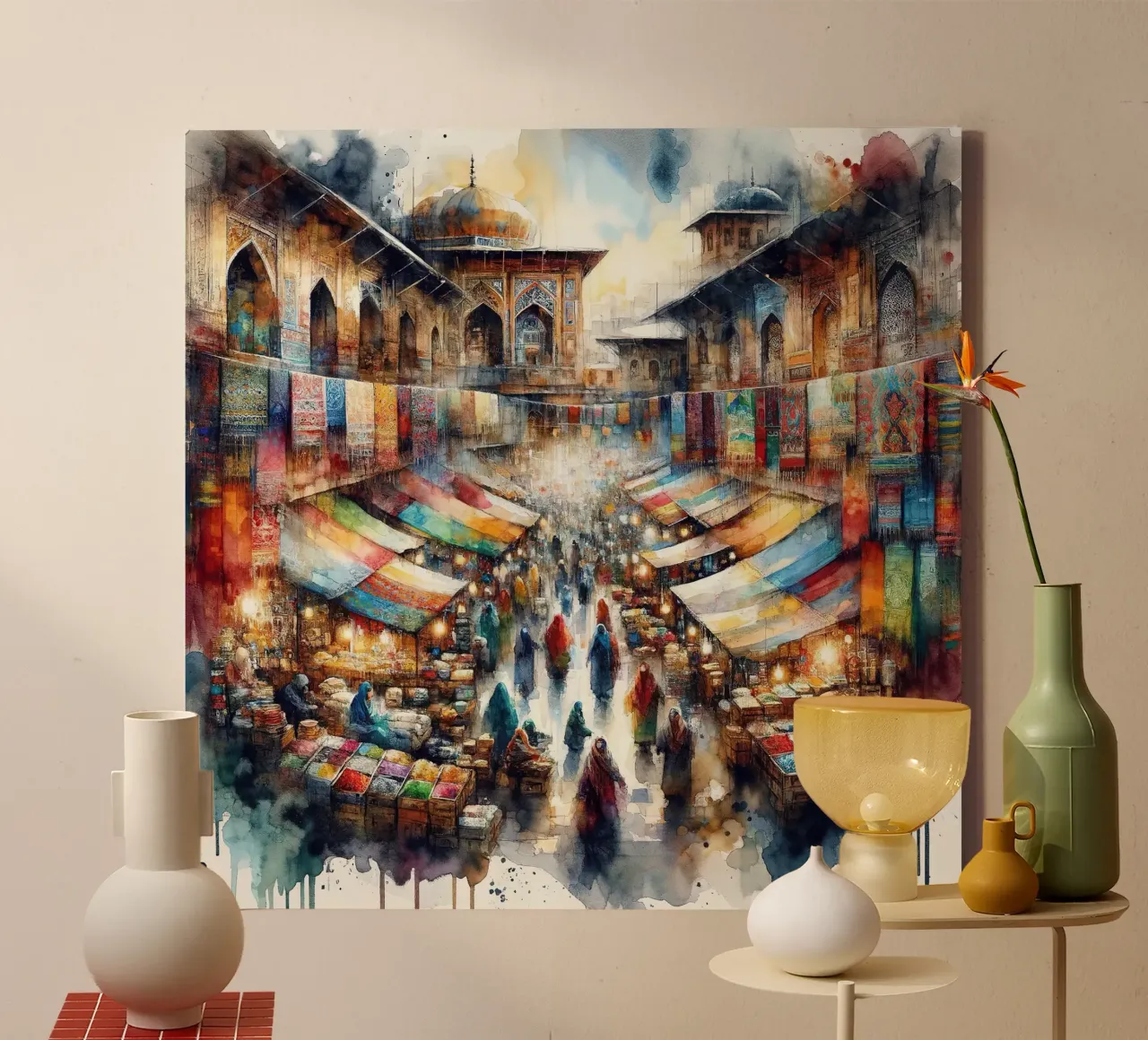 La sinfonia di colori di Bazaar tela con Cornice a cassetta da Chromatic Fusion Studio