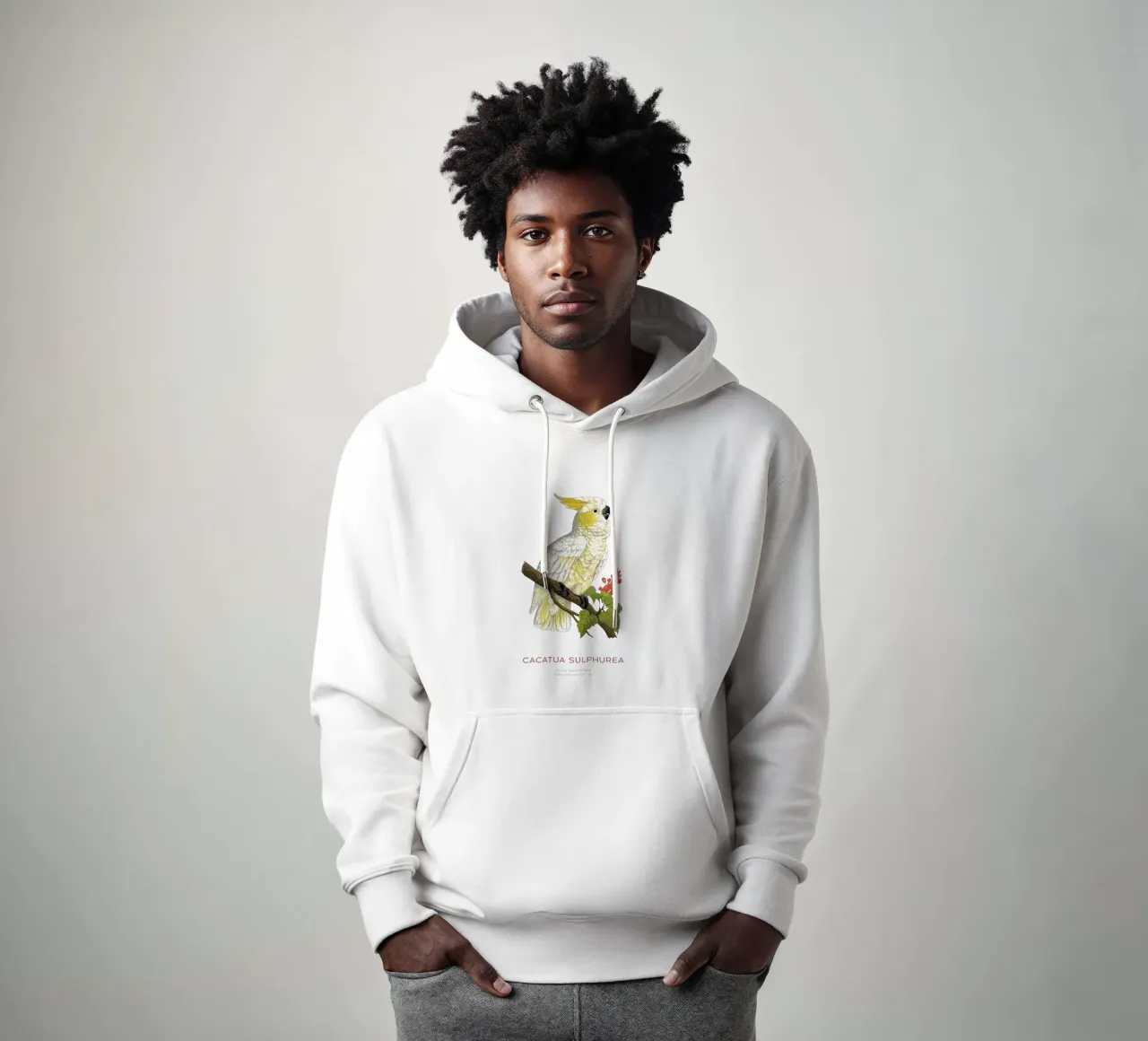 Cacatua dal ciuffo giallo o Cacatua sulphurea felpa con cappuccio da Vintagrafica