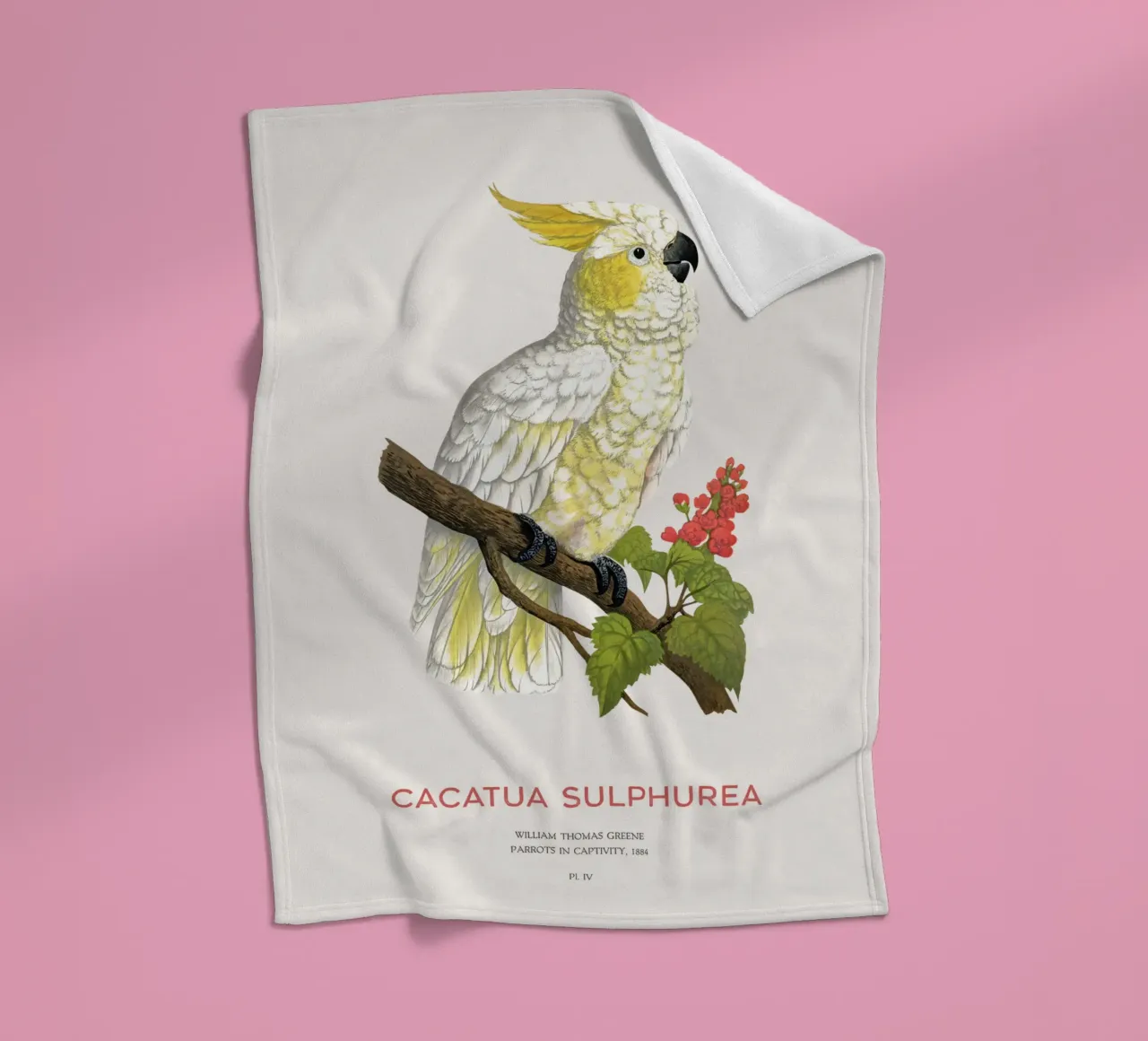 Cacatua dal ciuffo giallo o Cacatua sulphurea coperta in pile da Vintagrafica
